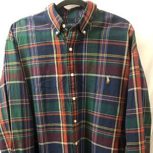 Polo Ralph Lauren Men’s 2XL Classic Flannel Shirt – Green, Navy, Red Plaid